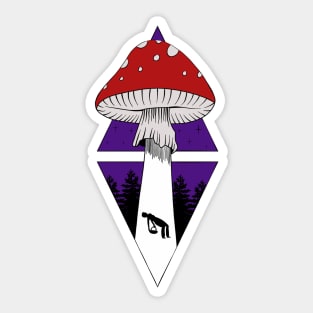 psychedelic toadstool mushroom collector abduction Sticker